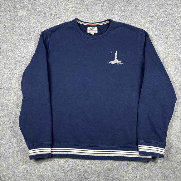 Lands' End Other - Lands End Serious Sweats Crewneck Sweater Mens XL Blue Lighthouse Print